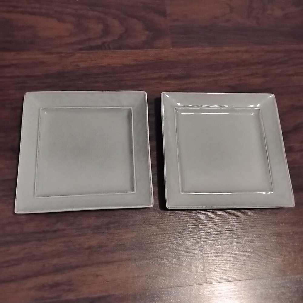 Set Of 2 Pier 1 Imports Martillo Fog ‎ Square 7 3/4" Square Plates Plate Grey